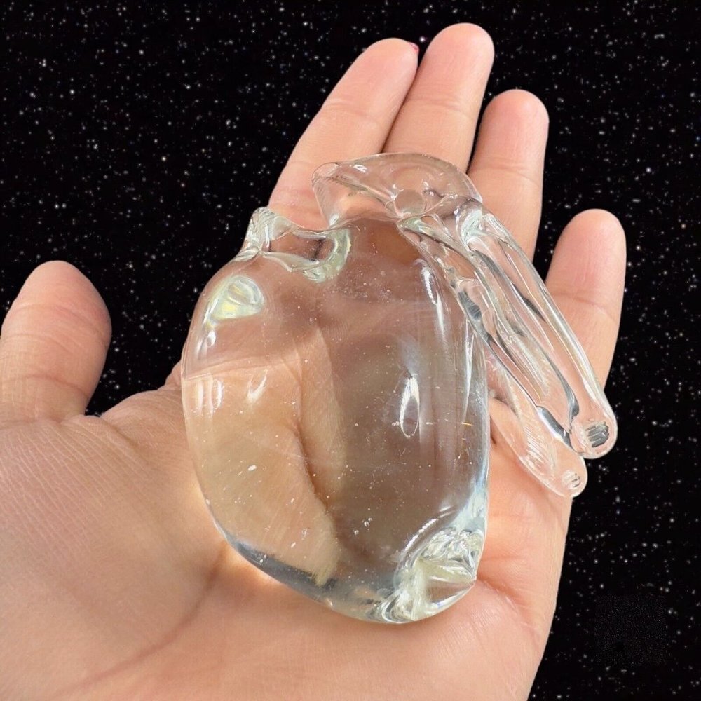 Whimsical Clear Art Glass Bunny Rabbit Figurine Small House Decor Glass Figure - Picture 4 of 14